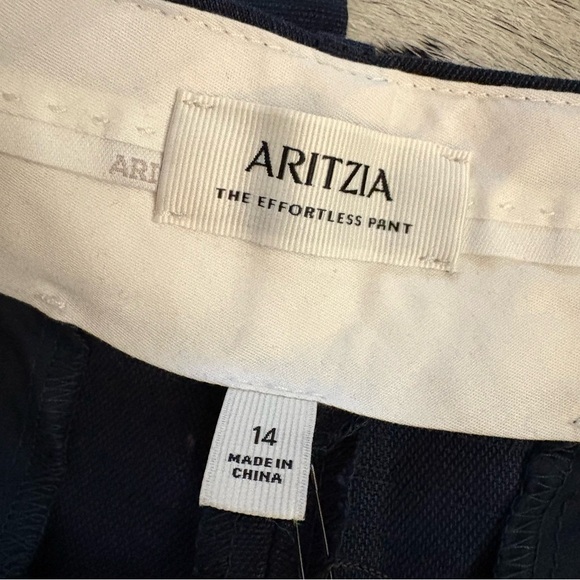 ARITZIA Effortless Linen Wide Leg Trouser Pants‎ In Dark Night Navy Size 14 NWT - Picture 4 of 10